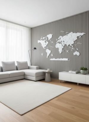 3D World Map - Full White