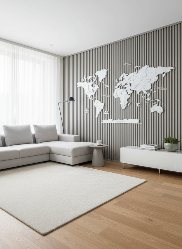 3D World Map - Full White